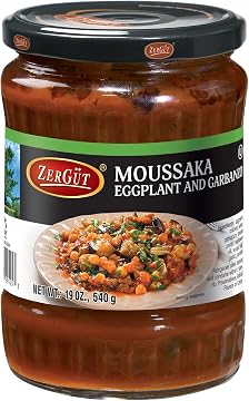 Zergut | Moussaka Eggplant and Garbanzo | Plant-Based Sauce | Kosher | Vegan | No Artificial Colors, Additives, or Preservatives | | 19oz / 540g Jar